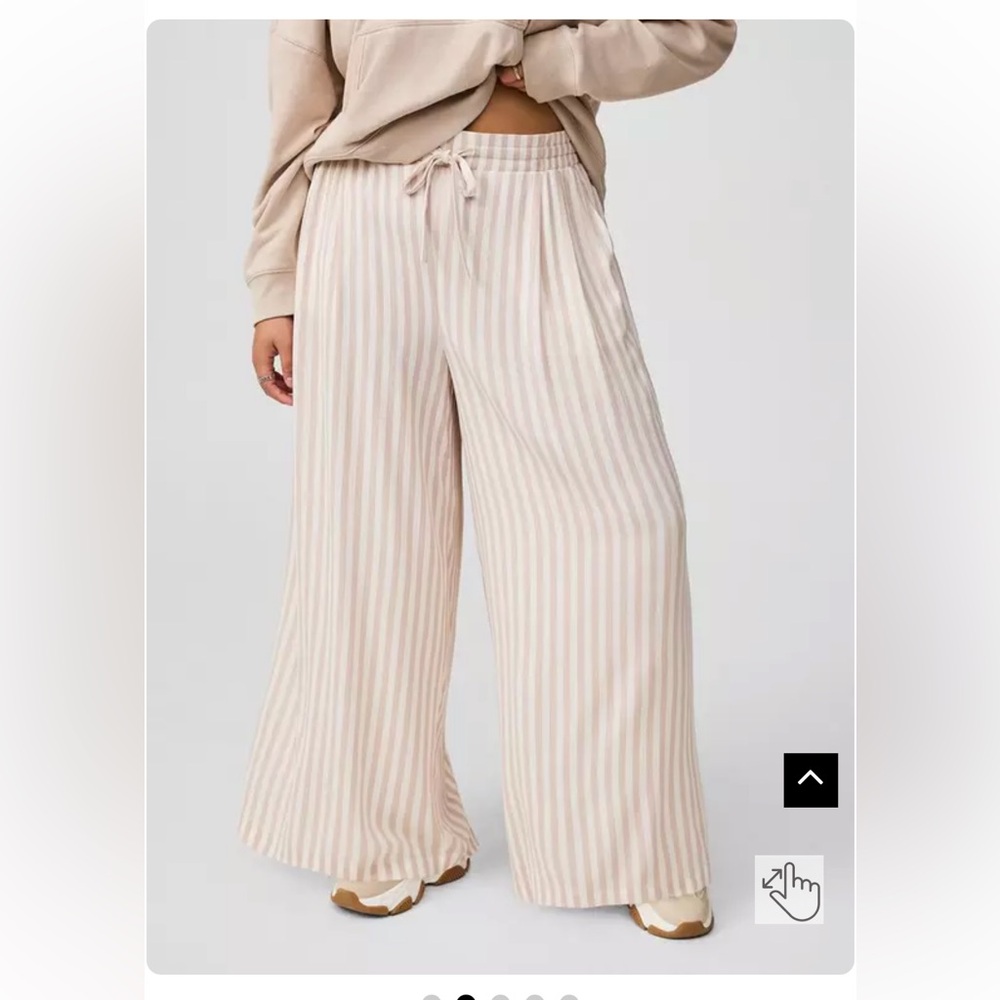 Torrid Beige Striped Wide-Leg Pants - Size 4 SHORT